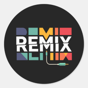 Remix Audio   DJ Muziek Retro Geometrische Grafiek Ronde Sticker