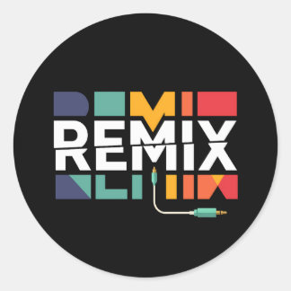 Remix Audio | DJ Muziek Retro Geometrische Grafiek Ronde Sticker