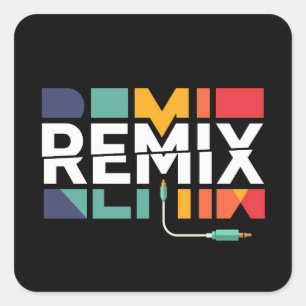Remix Audio DJ Muziek Retro Geometrische Grafiek Vierkante Sticker