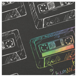 Remix Music Fabric, Hip Hop Cassettebandje Stof