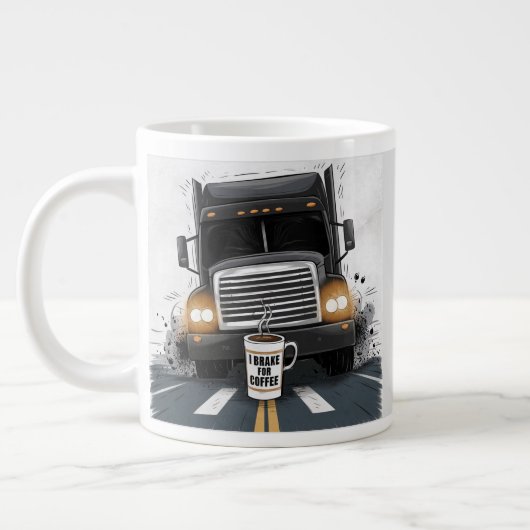 Remmen voor koffie trucker thema grote koffiekop (Links)