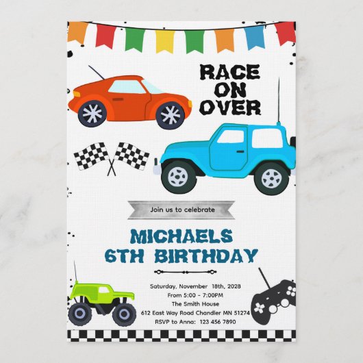 Remote Control Cars party invitation Kaart (Voorkant)