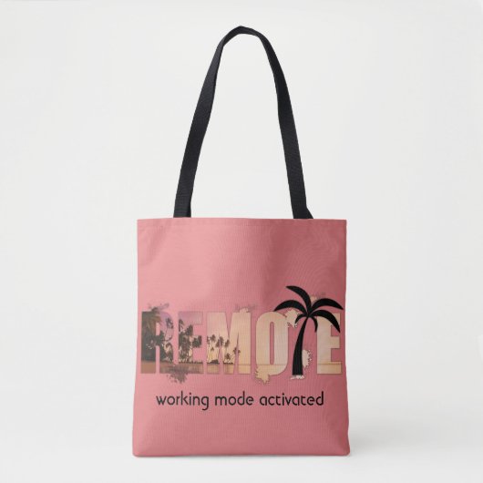 Remote Sunset Word Art Tote Bag (Voorkant)