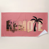 Remote Word Art Splash Palm Tree Silhouette Strandlaken (Voorkant)