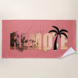 Remote Word Art Splash Palm Tree Silhouette Strandlaken