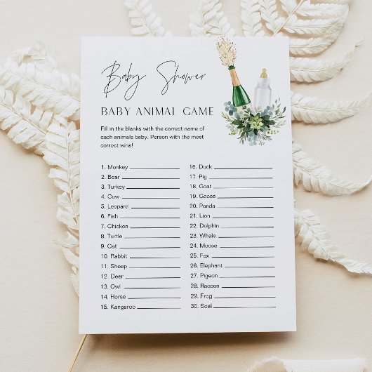 REMY Baby Animal Minimalistisch Baby shower spel Kaart