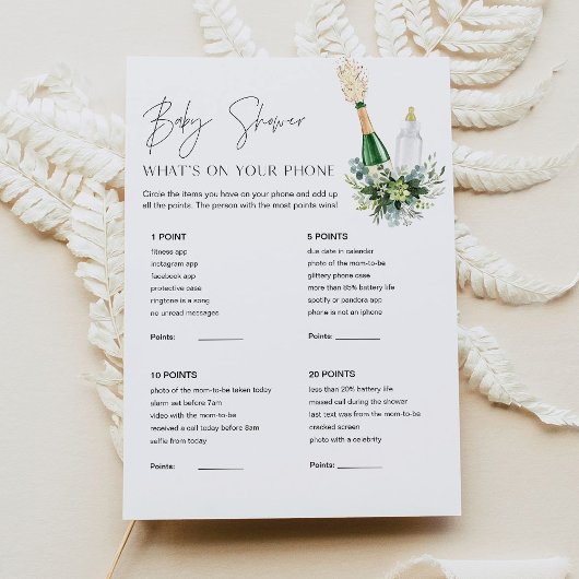 REMY Baby shower Wat is er op uw telefoon spel Kaa Kaart