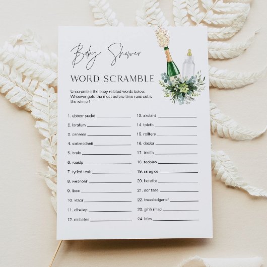 REMY Baby Word Scramble Baby shower Game Kaart