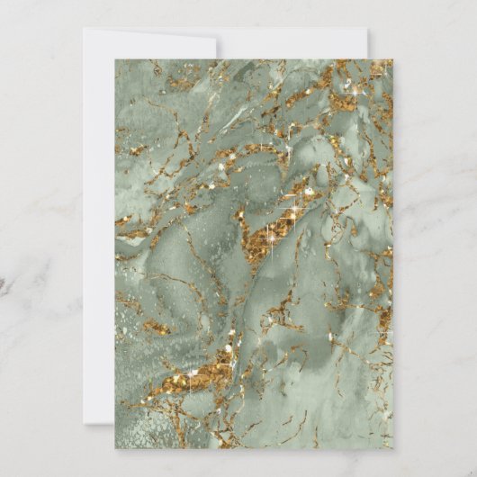 Remy ID644 Marmeren Glitter Bruiloft Sage Groen Kaart (Achterkant)
