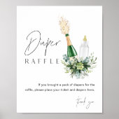 REMY Poppin Bottles Diaper Raffle Baby Shower Sign Poster (Voorkant)