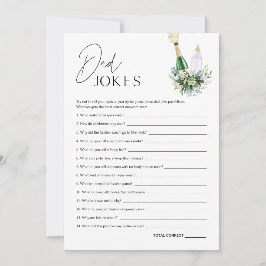 REMY Vader Jokes Baby shower Spel - Poppin Flessen Kaart (Voorkant)