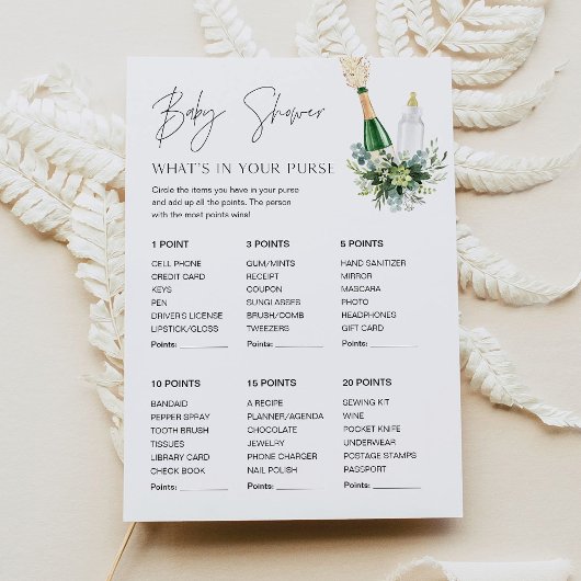 REMY Whats in je tas Baby shower spel Kaart