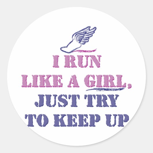 Ren als een meisje ronde sticker (Voorkant)