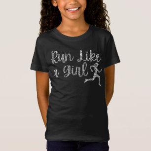 Ren als een meisje-runner Glitter T-shirt