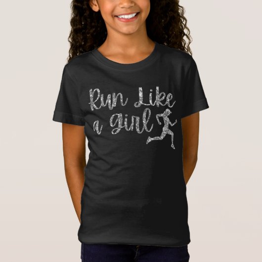 Ren als een meisje-runner t-shirt (Voorkant)