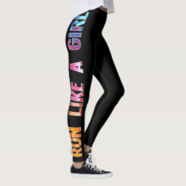 Ren als een meisje zwarte waterverf regenboog leggings