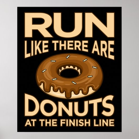 Ren alsof er donuts marathon runner is poster (Voorkant)