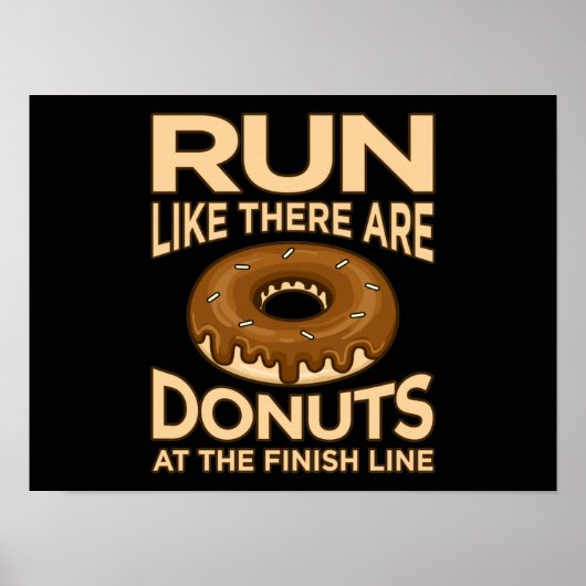 Ren alsof er donuts marathon runner is poster (Voorkant)