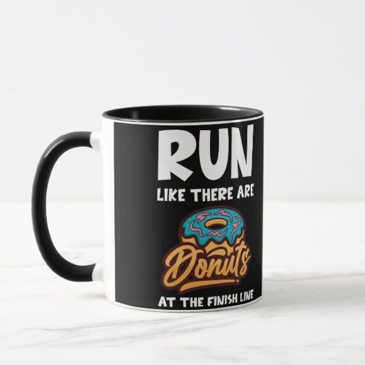 Ren alsof er donuts zijn op de finse marathon mok (Links)