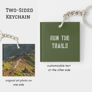Ren de Trails, Trail Running Berg Foto Sleutelhanger