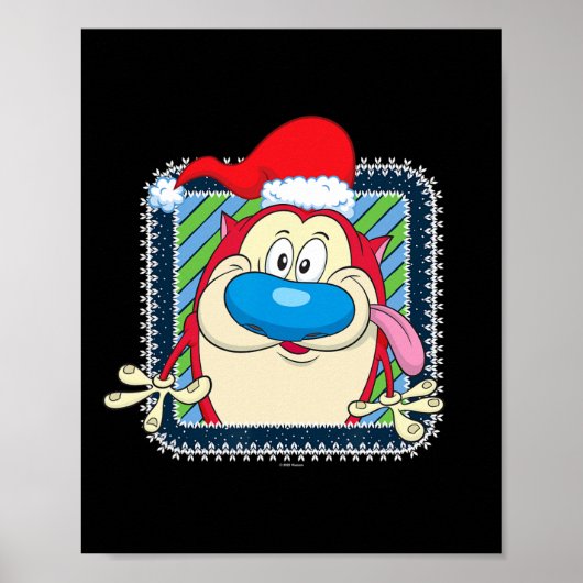 Ren en Stimpy Feestelijke Kerstman Hoed Stimpy Poster (Voorkant)