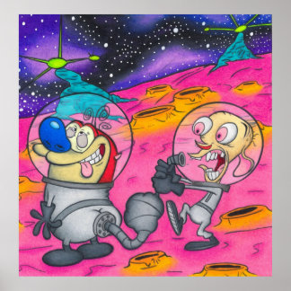 Ren en Stimpy Trippy Space Planet Poster