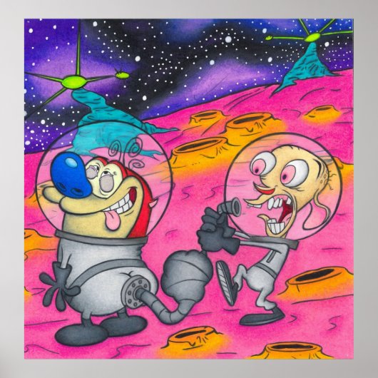 Ren en Stimpy Trippy Space Planet Poster (Voorkant)