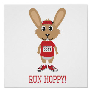 Ren Hoppy! Rabbit Runner in Red Poster