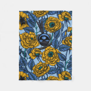 Ren in de rozen fleece deken