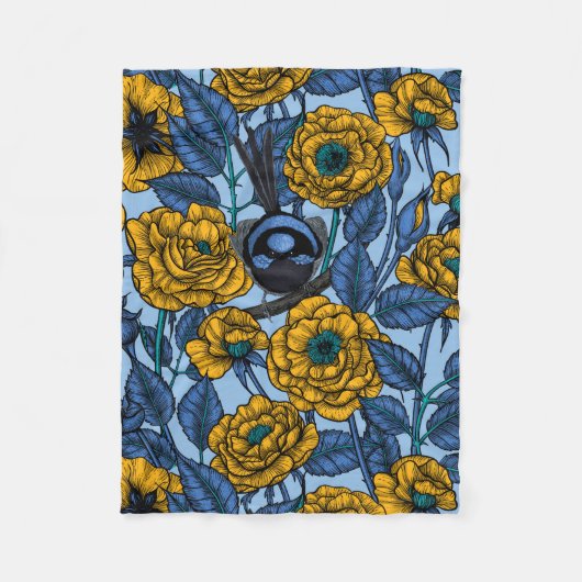 Ren in de rozen fleece deken (Voorkant)