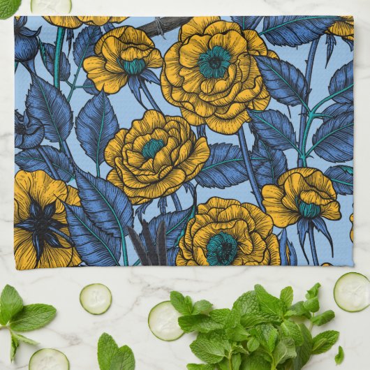 Ren in de rozen theedoek (Gevouwen)