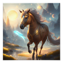 Ren met de wind: Een Fantasy Horse's Journey Foto Afdruk