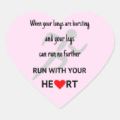 Ren met je hartmotivatie hart sticker (Voorkant)