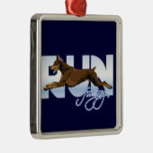 Ren naar Joy, Red Doberman Metalen Ornament (Rechts)