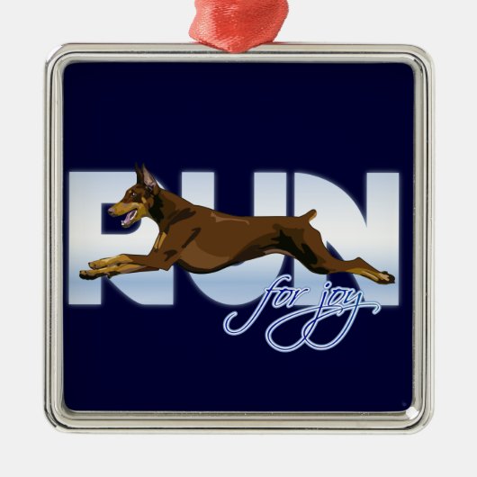 Ren naar Joy, Red Doberman Metalen Ornament (Voorkant)
