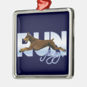 Ren naar Joy, Red Doberman Metalen Ornament (Links)