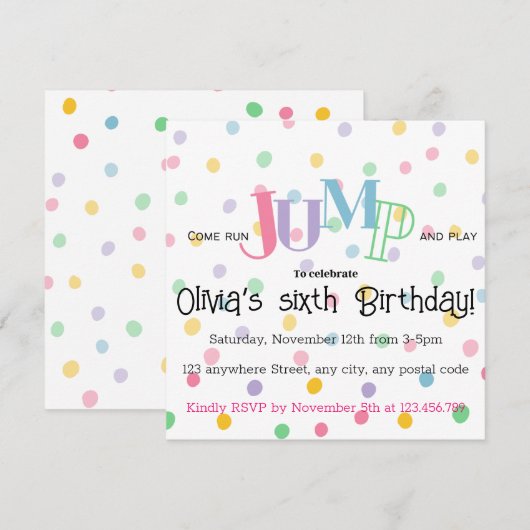 Ren, springen, kleurrijke stippen spelen kaart (Voorkant / Achterkant)