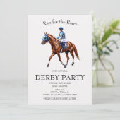 Ren voor de Rozen Kentucky Derby Feest Uitnodiging (Staand voorkant)