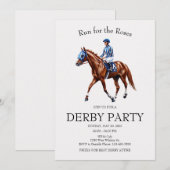 Ren voor de Rozen Kentucky Derby Feest Uitnodiging (Voorkant / Achterkant)