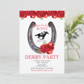 Ren voor de Rozen Race Horse Derby Party Kaart (Staand voorkant)
