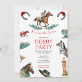 Ren voor de Rozen Race Horse Derby Party Kaart (Voorkant)