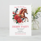 Ren voor de Rozen Race Horse Derby Party Kaart (Staand voorkant)