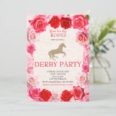 Ren voor de Rozen Race Horse Derby Party Kaart (Staand voorkant)