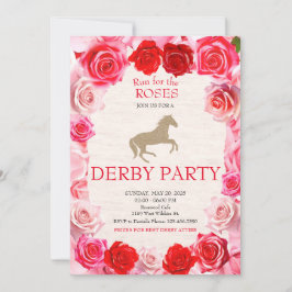 Ren voor de Rozen Race Horse Derby Party Kaart