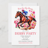 Ren voor de Rozen Race Horse Derby Party Kaart (Voorkant)