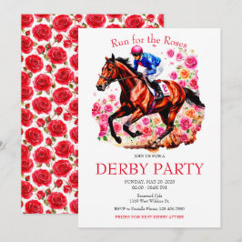 Ren voor de Rozen Race Horse Derby Party Kaart