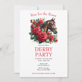 Ren voor de Rozen Race Horse Derby Party Kaart