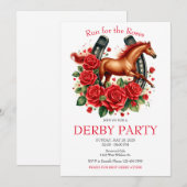 Ren voor de Rozen Race Horse Derby Party Kaart (Voorkant / Achterkant)