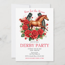Ren voor de Rozen Race Horse Derby Party Kaart