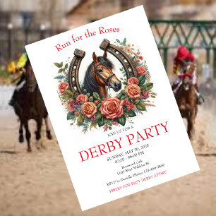 Ren voor de Rozen Race Horse Derby Party Kaart